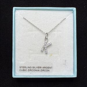 Sterling Silver 'K' Pendant Necklace